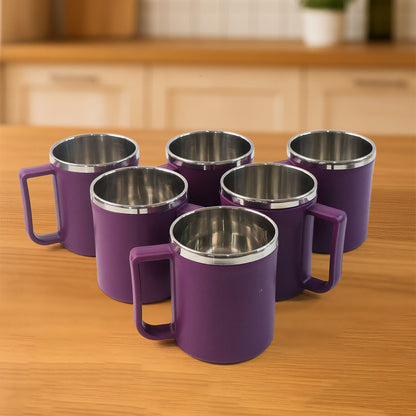 Supermom Stainless Steel Inner Coffee Mug Set (200ml  6 Pc) - Zidbik