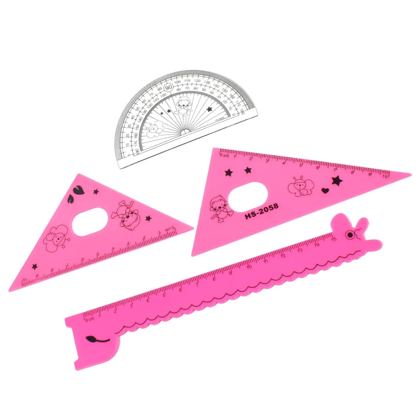 Cute Cartoon Giraffe Ruler Scale Meter Ruler Triangle Ruler (4 Pc Set) - Zidbik