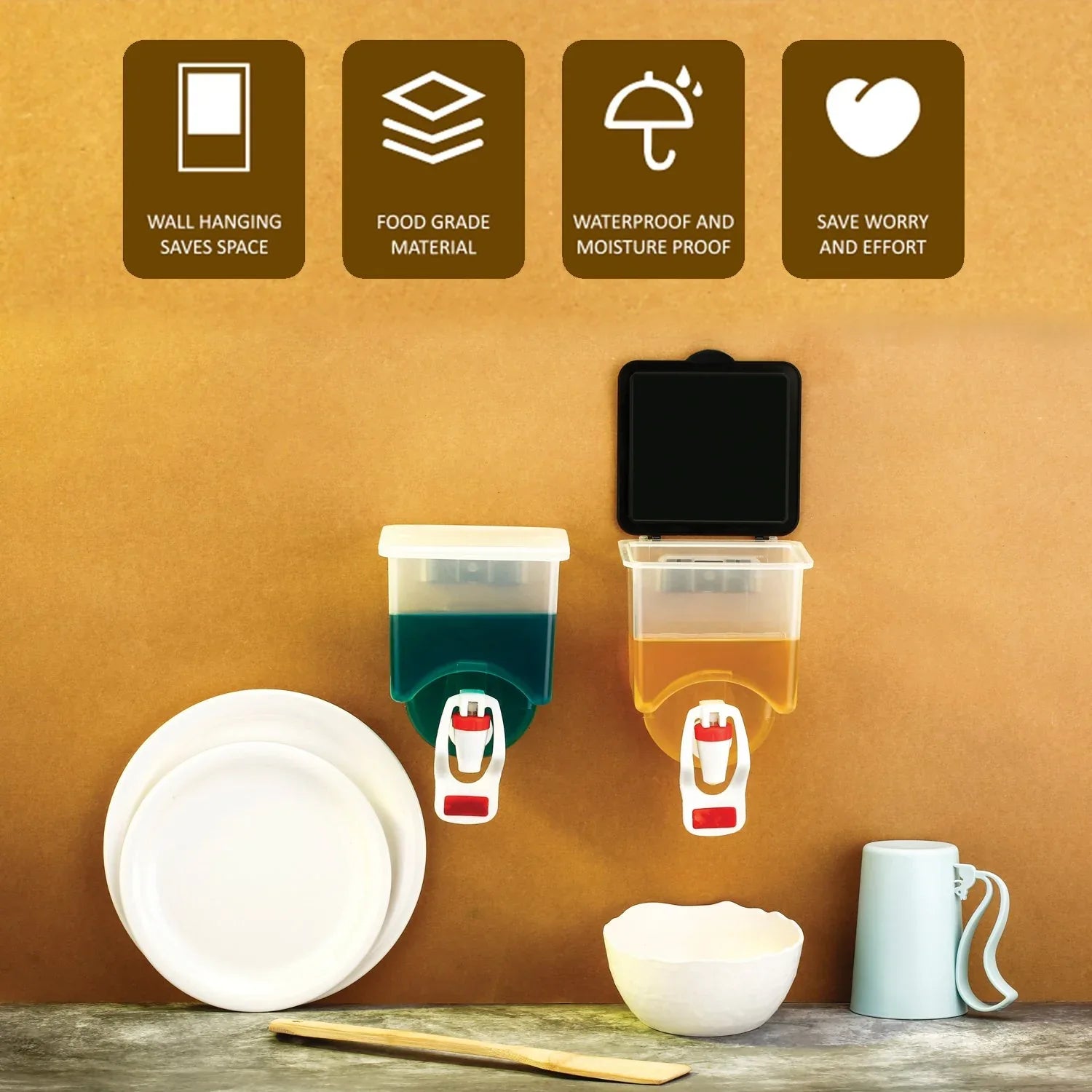 2972 Wall Mounted Oil Dispenser Bottle (1100ml Approx) - Zidbik