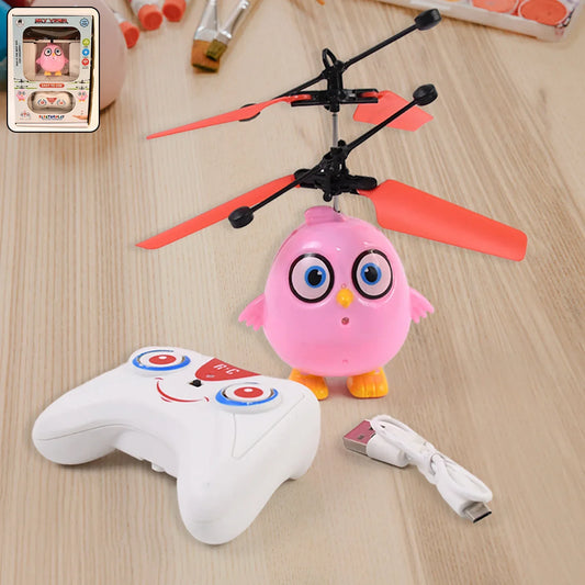 Flying Bird Rc Toy With Led Amp Remote Control Pink Owl Design (1 Set) - Zidbik