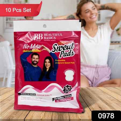 Underarm Sweat Pads - Disposable, Highly Absorbent Cotton Pads for Men and Women (Pack of 10) - Anti-allergic, Anti-bacteria, Anti-smell