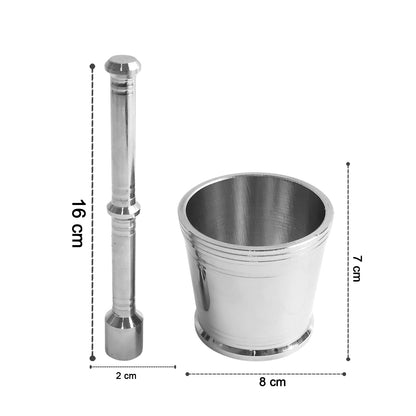 Heavy Duty Stainless Steel Mortar And Pestle Set For Kitchen Khalbatta Set (2 Pc Set) - Zidbik