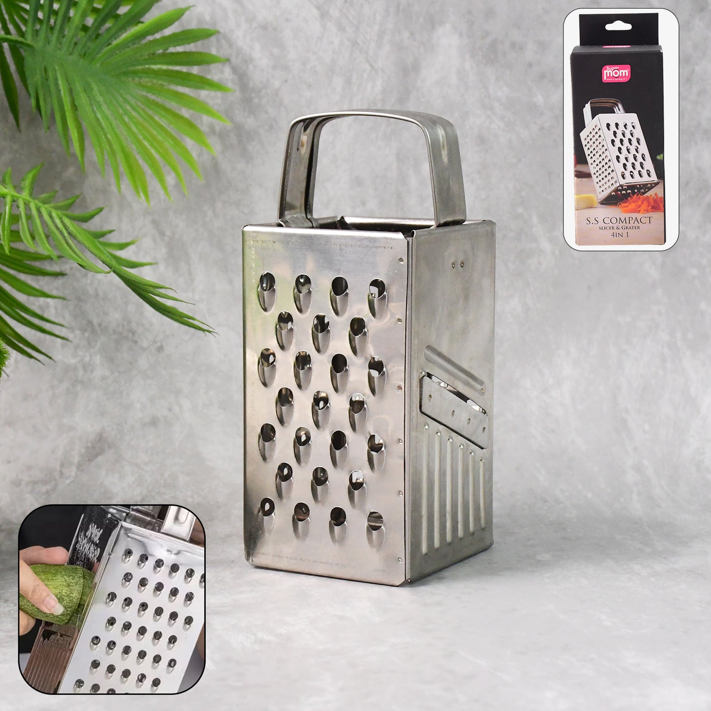 Supermom Premium 4-in-1 Stainless Steel Compact Grater And Slicer - Zidbik