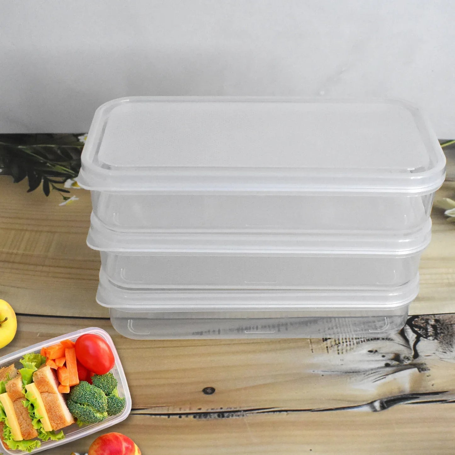 Plastic Square Lunch Box Kitchen Containers Set (3 Pcs Set) - Zidbik