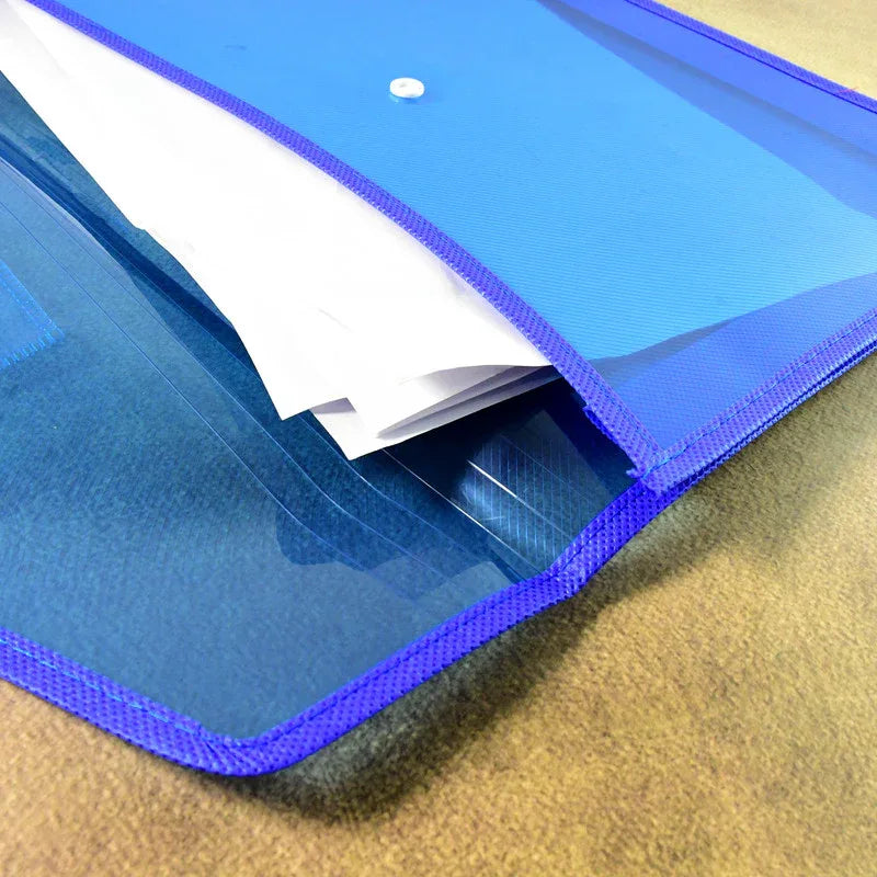 Transparent Document File Folder Multi-color Button Closure File Bags (1 Pc Mix Color) - Zidbik