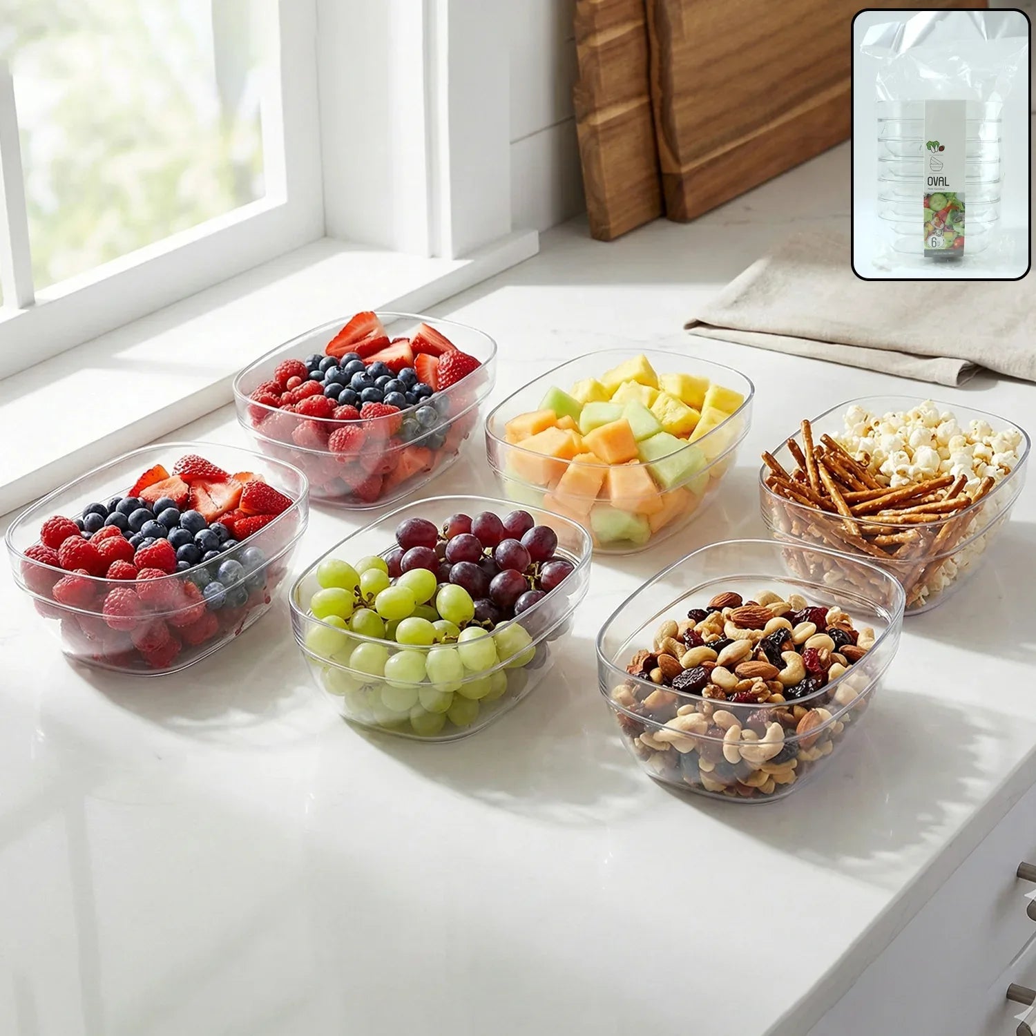 Multipurpose Transparent Serving Storage Bowls Set (6 Pc Set) - Zidbik