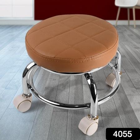 Heavy Duty Steel Base Round Rolling Stool With Wheels Pedicure Stool (1 Pc) - Zidbik