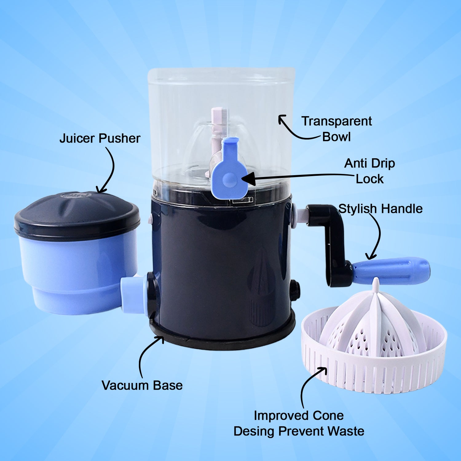 Ritu Hand Operated Compact Manual Juicer (Multicolor  1 Pc) - Zidbik