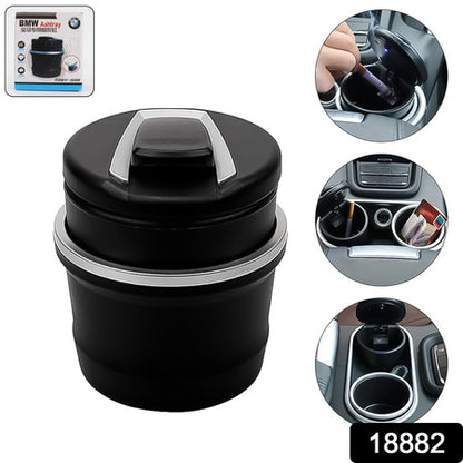 Portable Car Ashtray With Lid And Blue Led Light (1 Pc  With Color Box) - Zidbik