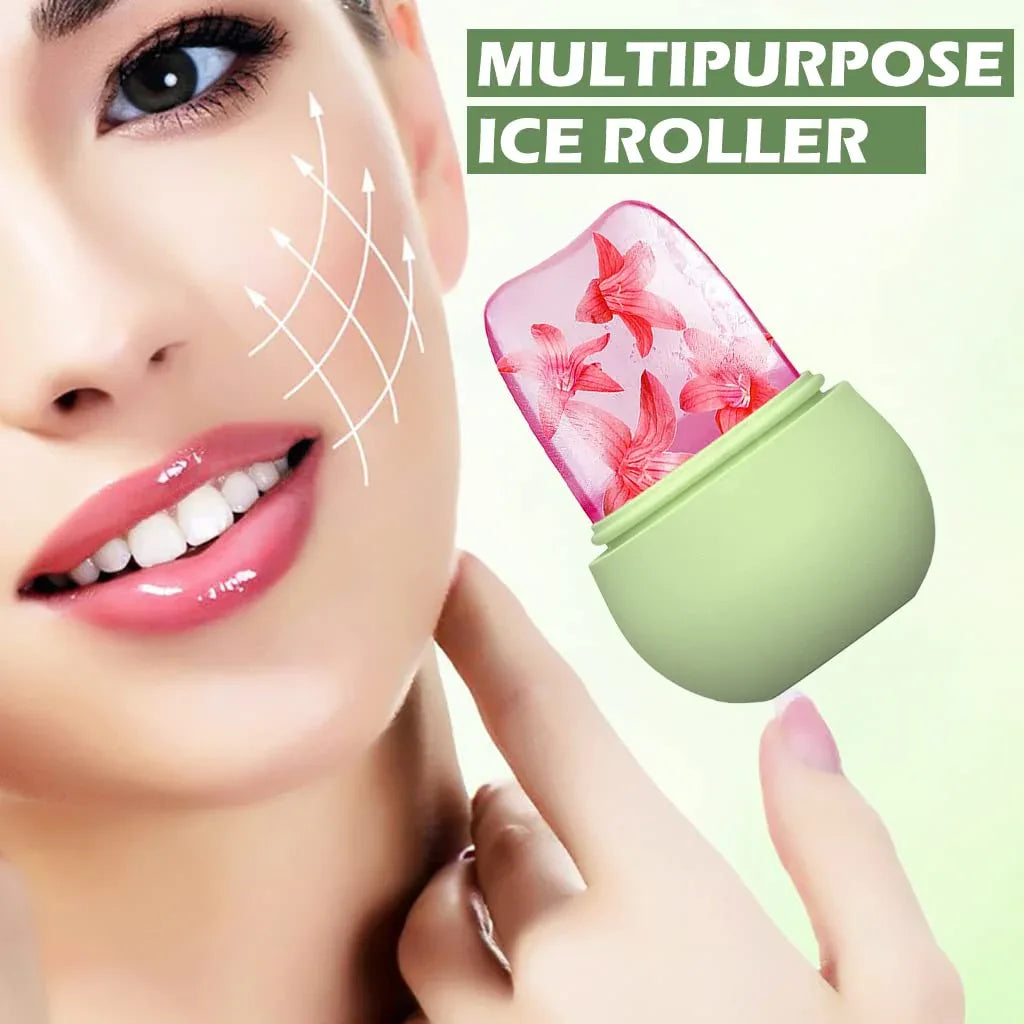 7234 Ice Roller For Face Massage Eye Anti-leak Silicone Ice Face Roller Ice Mould With Cleansing Brush Ice Facial Roller For Eliminate Edema Calm Skin Shrink Pore Women Skin Care - Zidbik