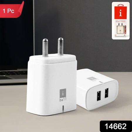 Iball Dual Usb Wall Charger 5v3.1a  High-speed Dual Port Fast Charging Adapte (1 Pc) - Zidbik