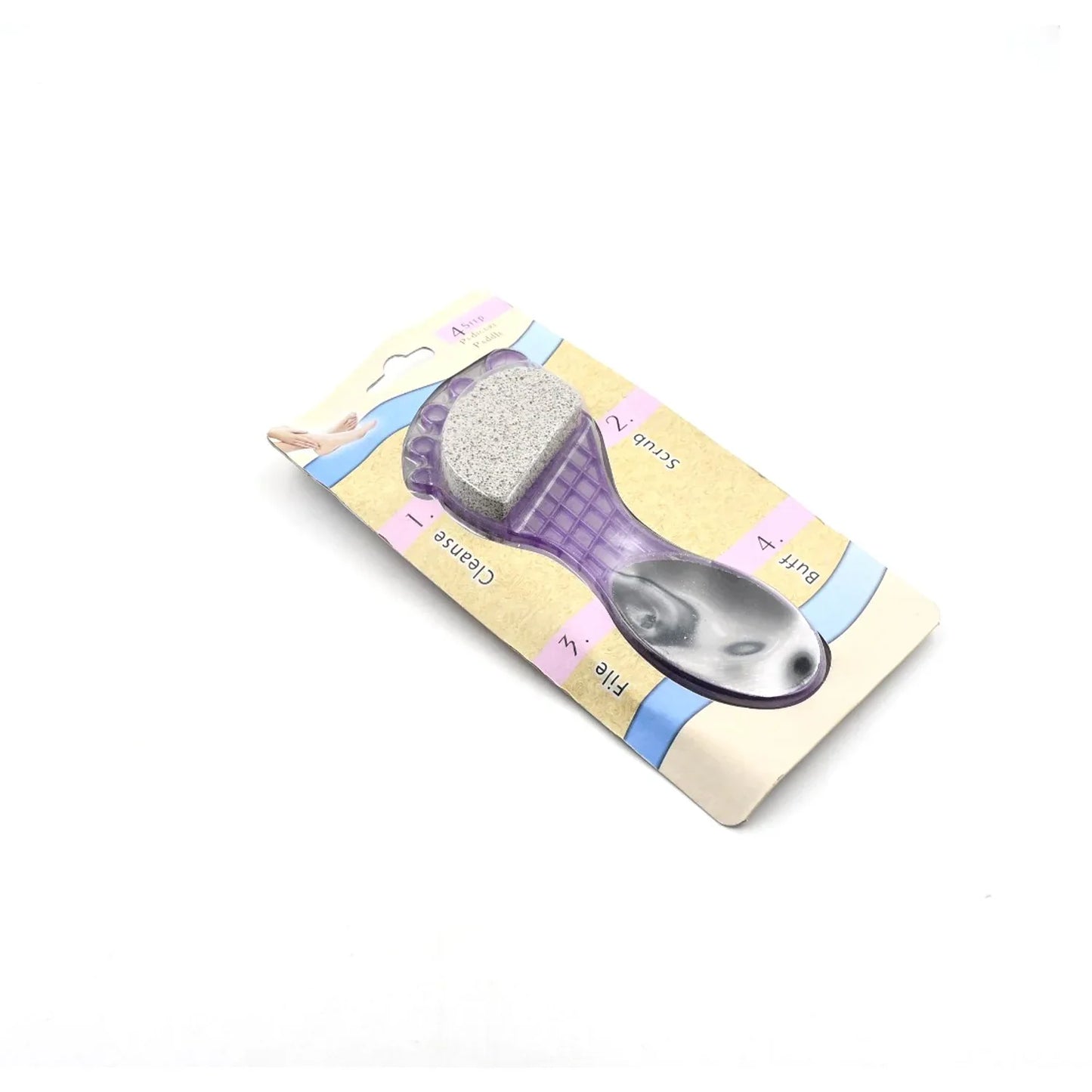 6993 4 In 1 Pedicure Tool For Rough Dry Feet Dual-sided With Pumice Stone Soft Brush Steel Scrubber Emery File Softens Hard Foot Corns Calluses Cleanses Smoothens Dull Feet - Zidbik