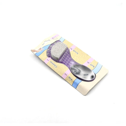 6993 4 In 1 Pedicure Tool For Rough Dry Feet Dual-sided With Pumice Stone Soft Brush Steel Scrubber Emery File Softens Hard Foot Corns Calluses Cleanses Smoothens Dull Feet - Zidbik
