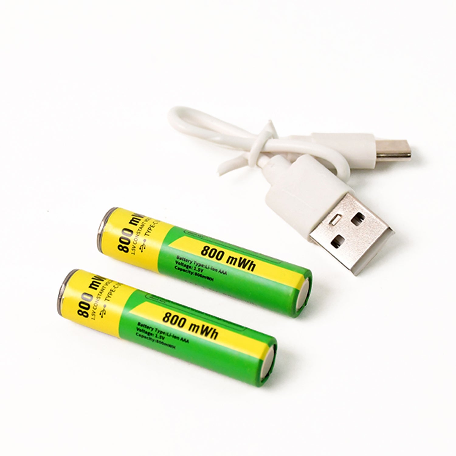 Aaa Rechargeable 800 Mwh Batteries With Recharging Cable (2 Pc Set) - Zidbik