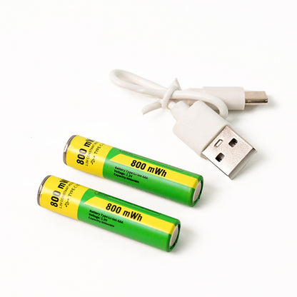 Aaa Rechargeable 800 Mwh Batteries With Recharging Cable (2 Pc Set) - Zidbik