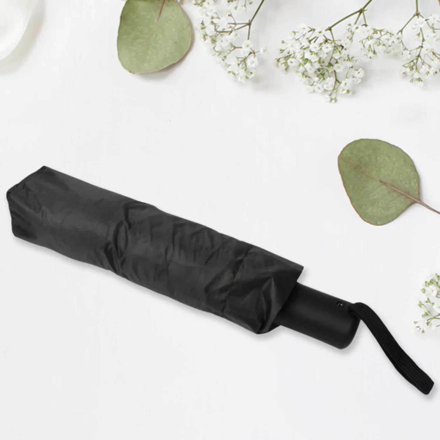 12744 2 Fold Manual Open Umbrella Windproof Sunproof Rainproof With Sturdy Steel Shaft Wrist Straps Easy To Hold Carry Umbrella For Women Men Kids - Zidbik