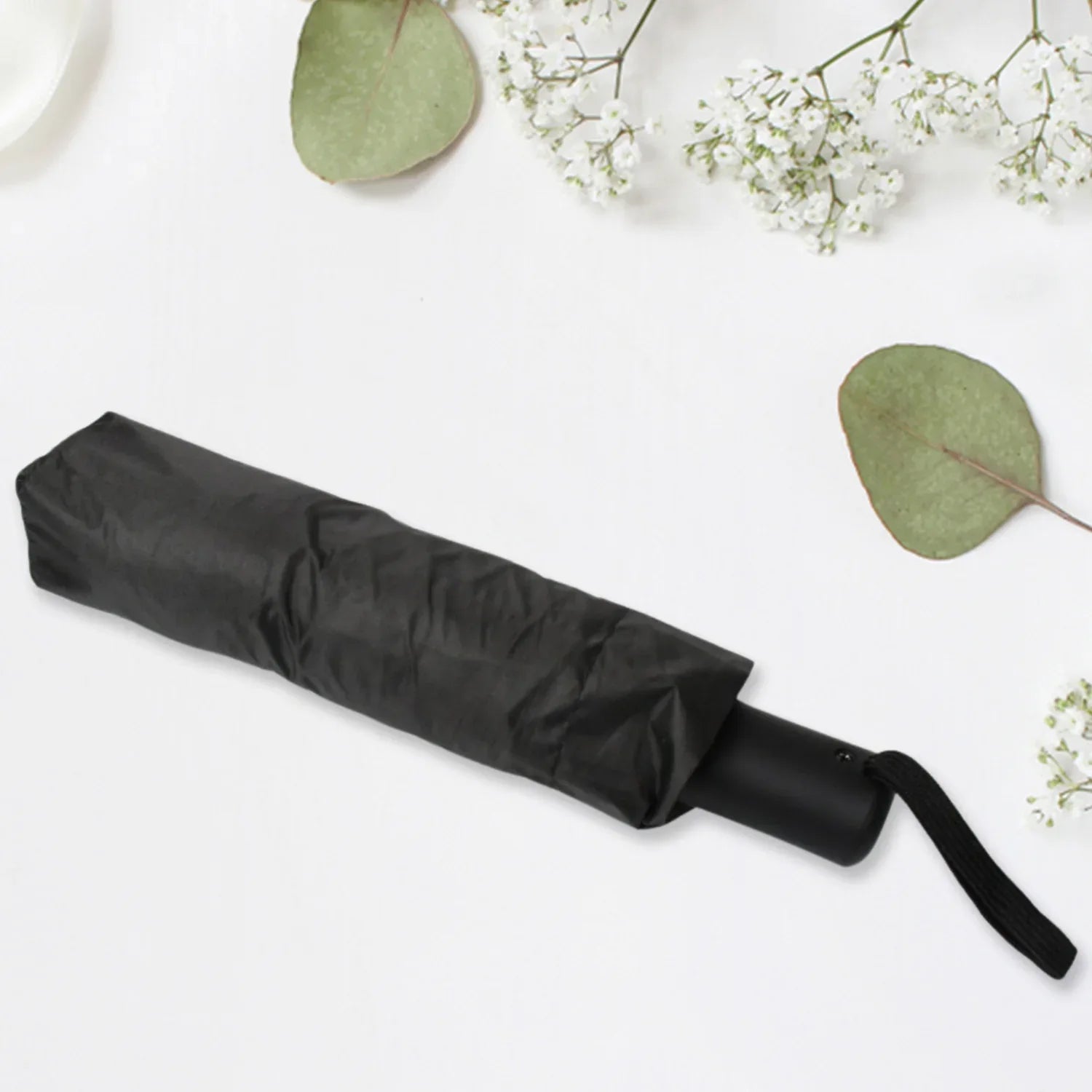 12744 2 Fold Manual Open Umbrella Windproof Sunproof Rainproof With Sturdy Steel Shaft Wrist Straps Easy To Hold Carry Umbrella For Women Men Kids - Zidbik