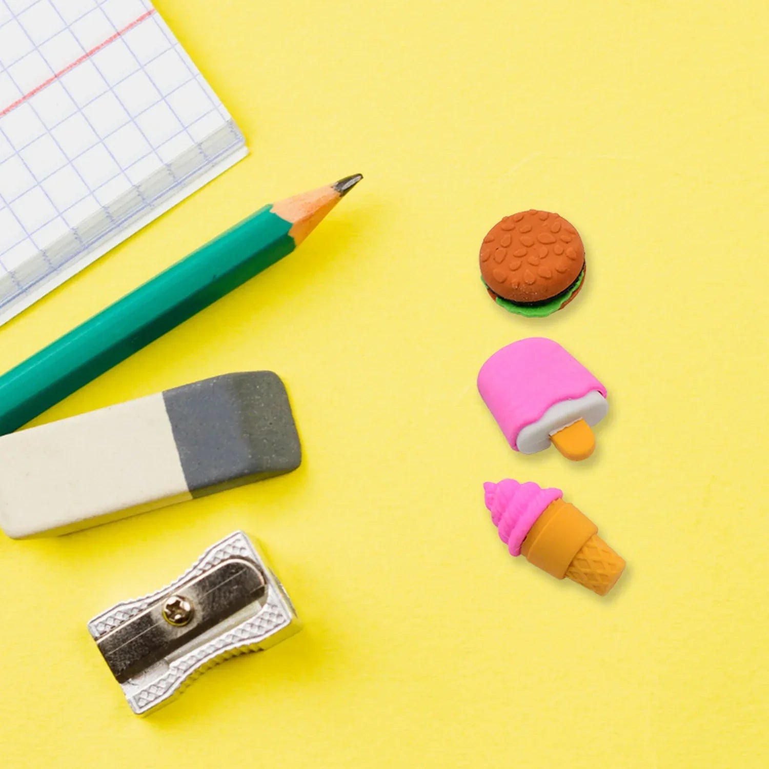 Mix Design Fancy Stylish Colorful Erasers (1 Set 3 Pc Set) - Zidbik