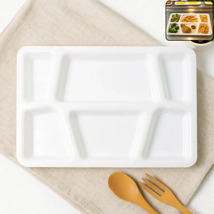 Plastic Multi-compartment Rectangular Meal Serving Tray Plate (1 Pc White) - Zidbik