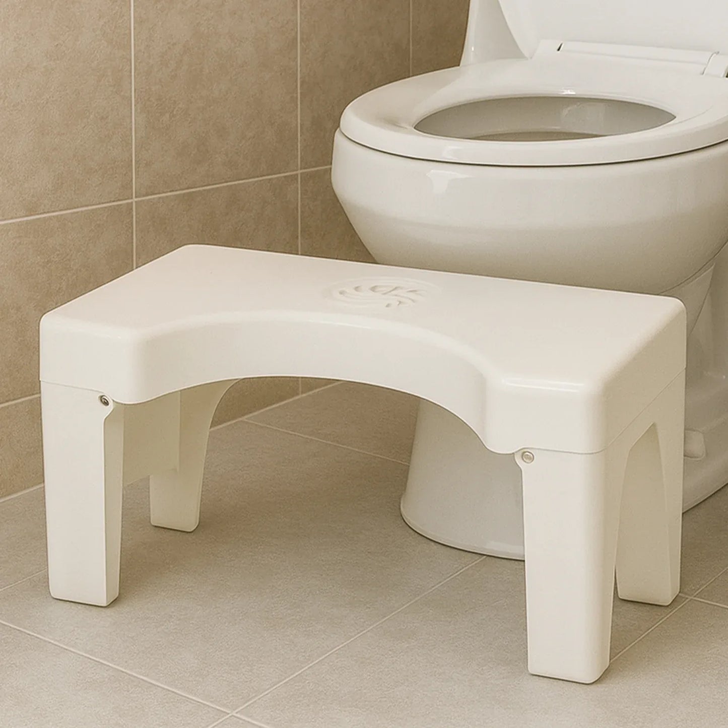 6005a Plastic Non-slip Folding Toilet Squat Stool - White Color - Zidbik
