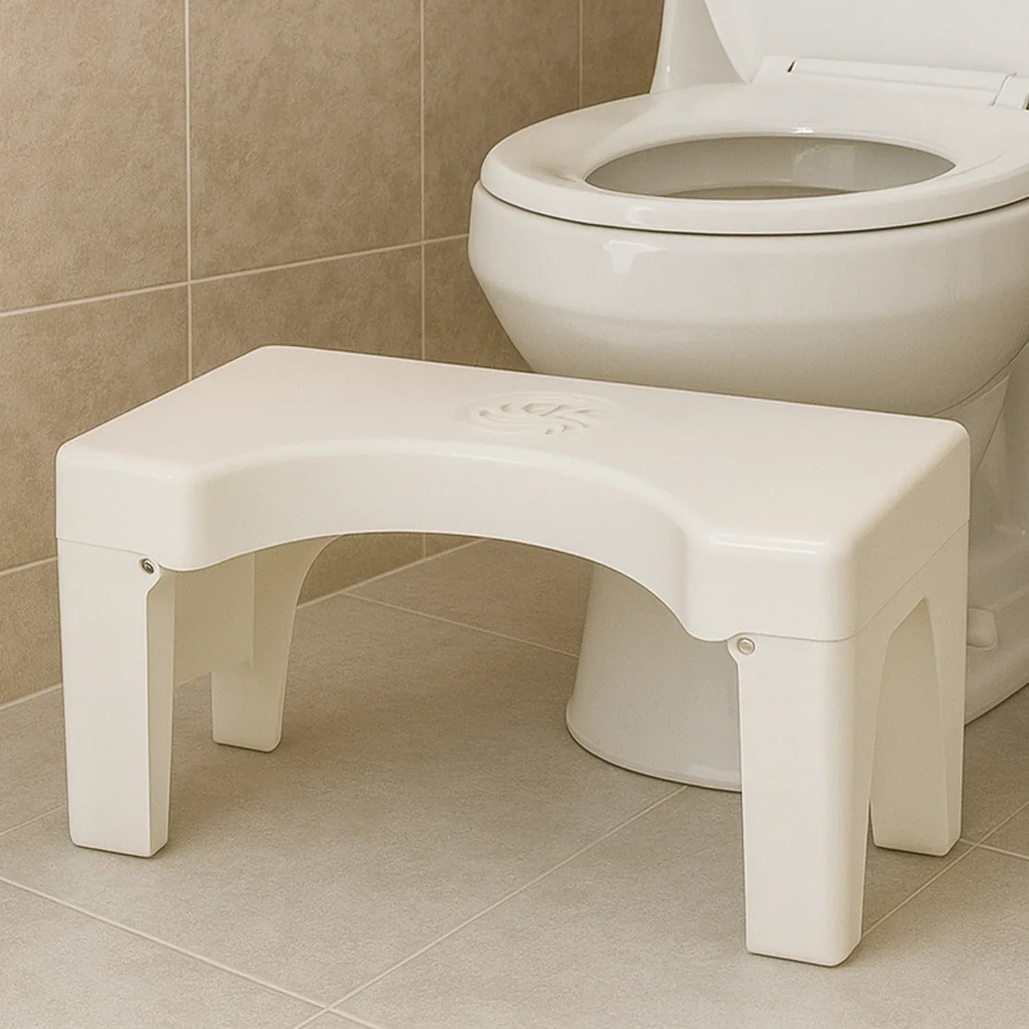 6005a Plastic Non-slip Folding Toilet Squat Stool - White Color - Zidbik