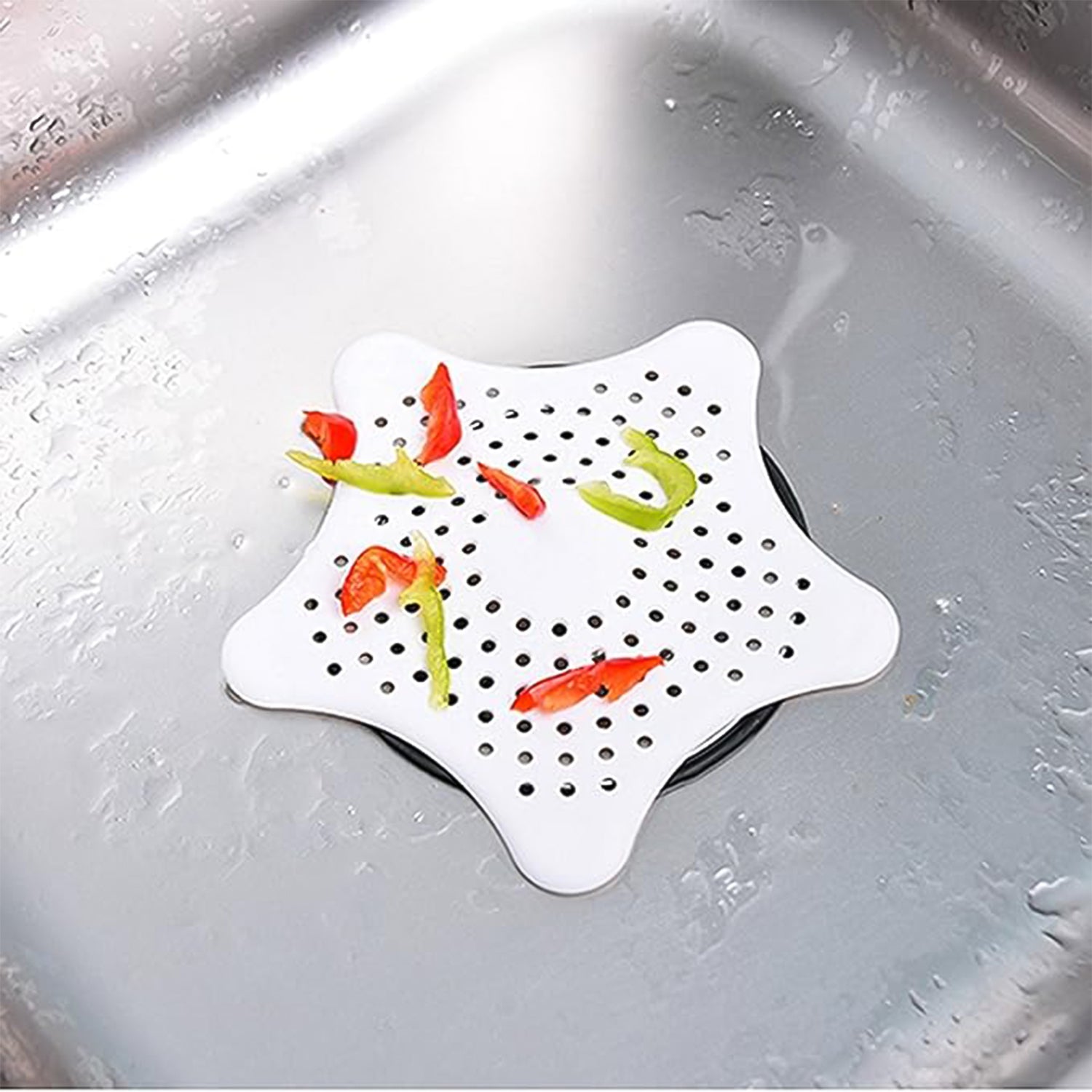 White Silicone Star Shaped Sink Filter Bathroom Hair Catcher Drain Strainers For Basin - Zidbik