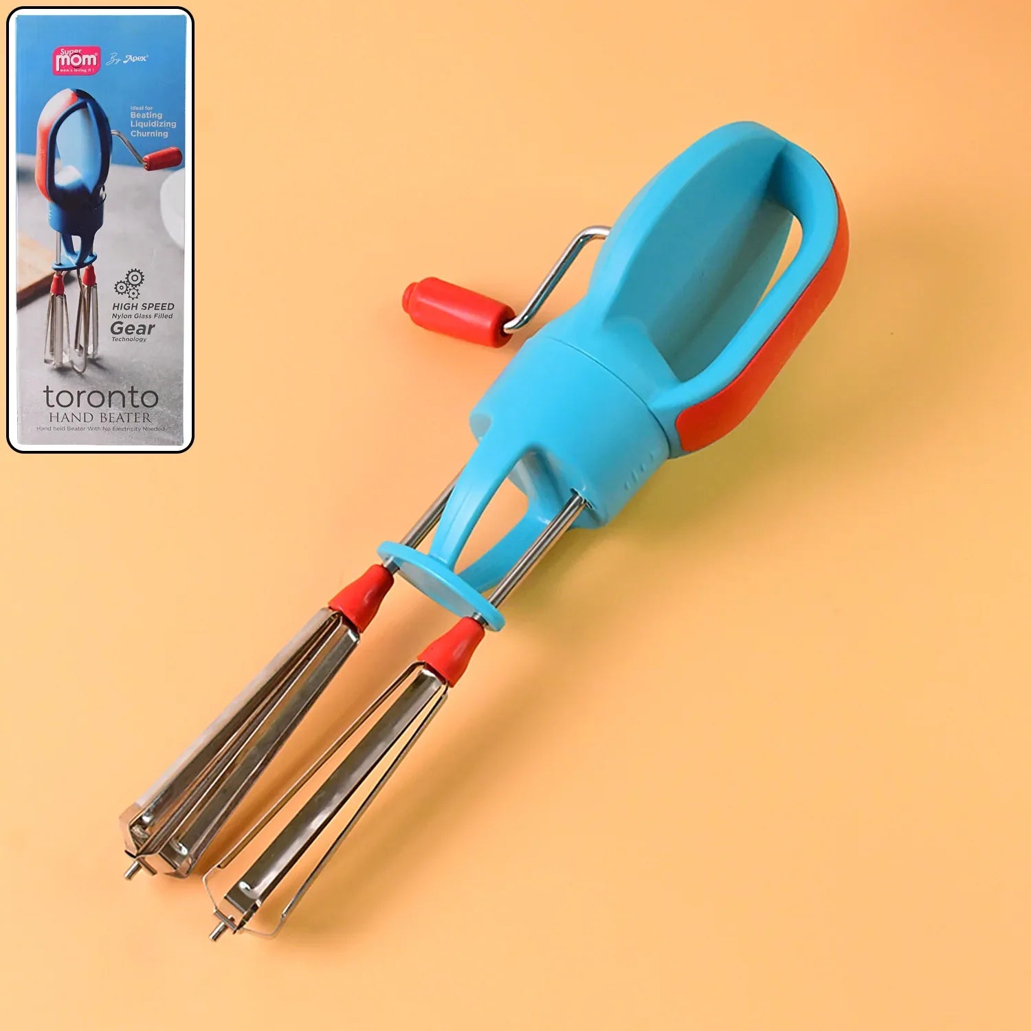 Supermom High-speed Manual Hand Beater With Dual Stainless Steel Whisks (1 Pc) - Zidbik