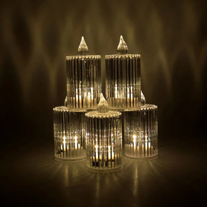 Premium Crystal Effect Led Flameless Candle Lights (5 Pc) - Zidbik