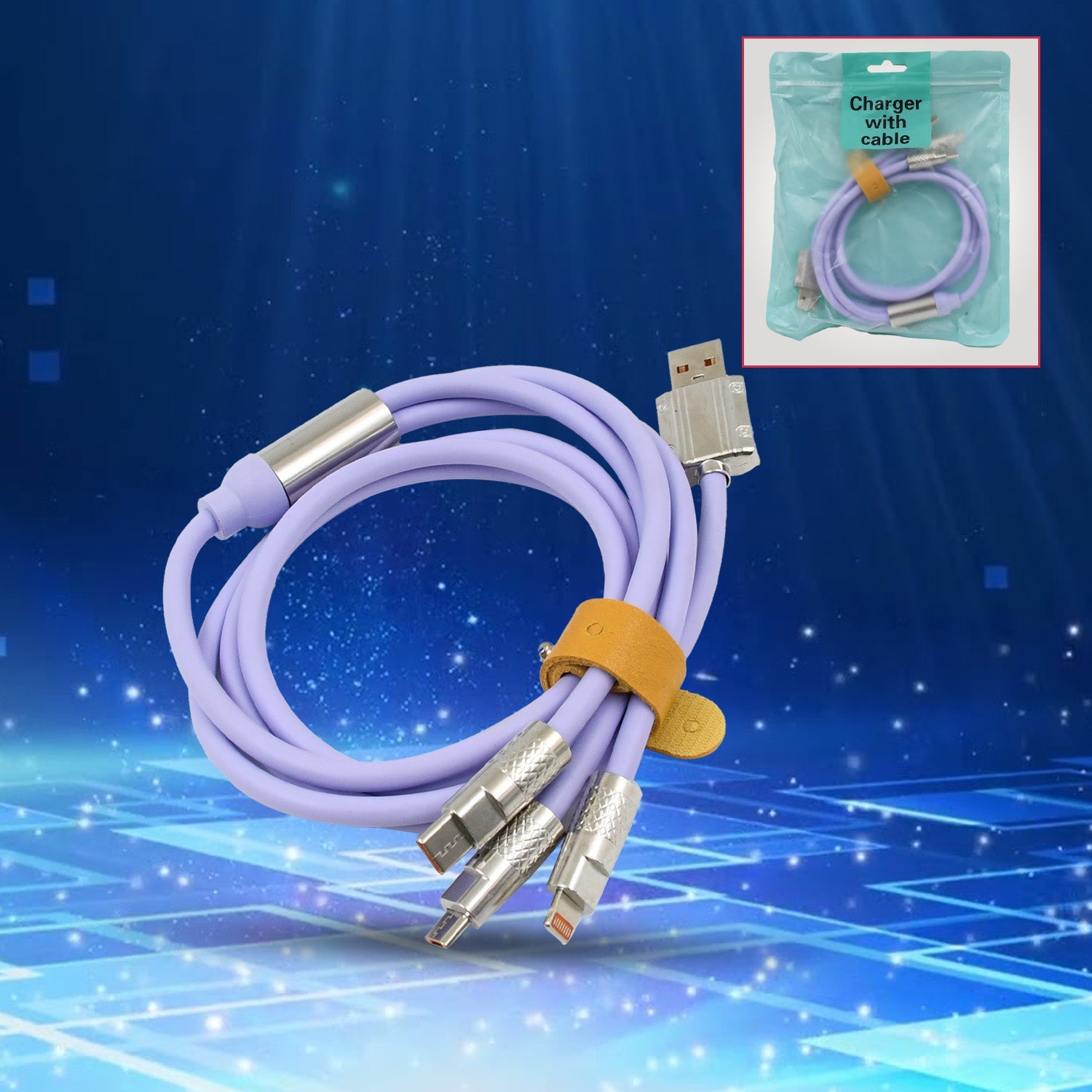 3 In 1 Multi Super Fast Charging Cable (1 Pc) - Zidbik