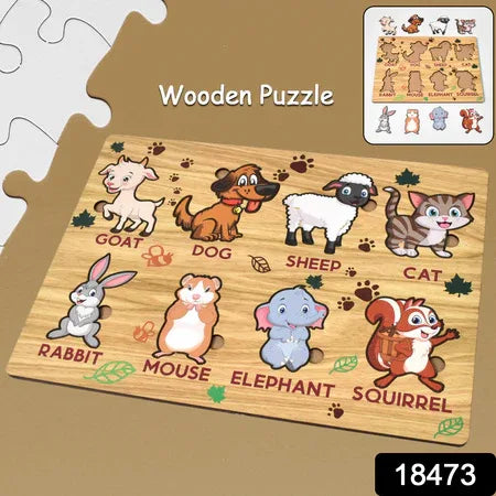 Wooden Animal Puzzle Learning Educational Board (1 Set 2820 Cm) - Zidbik