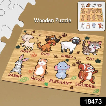 Wooden Animal Puzzle Learning Educational Board (1 Set 2820 Cm) - Zidbik