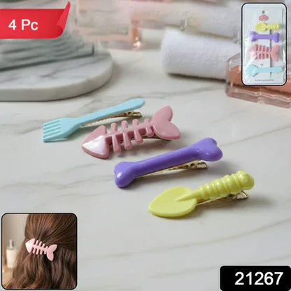 Cute Cartoon Shape Hair Clips (4 Pc) - Zidbik