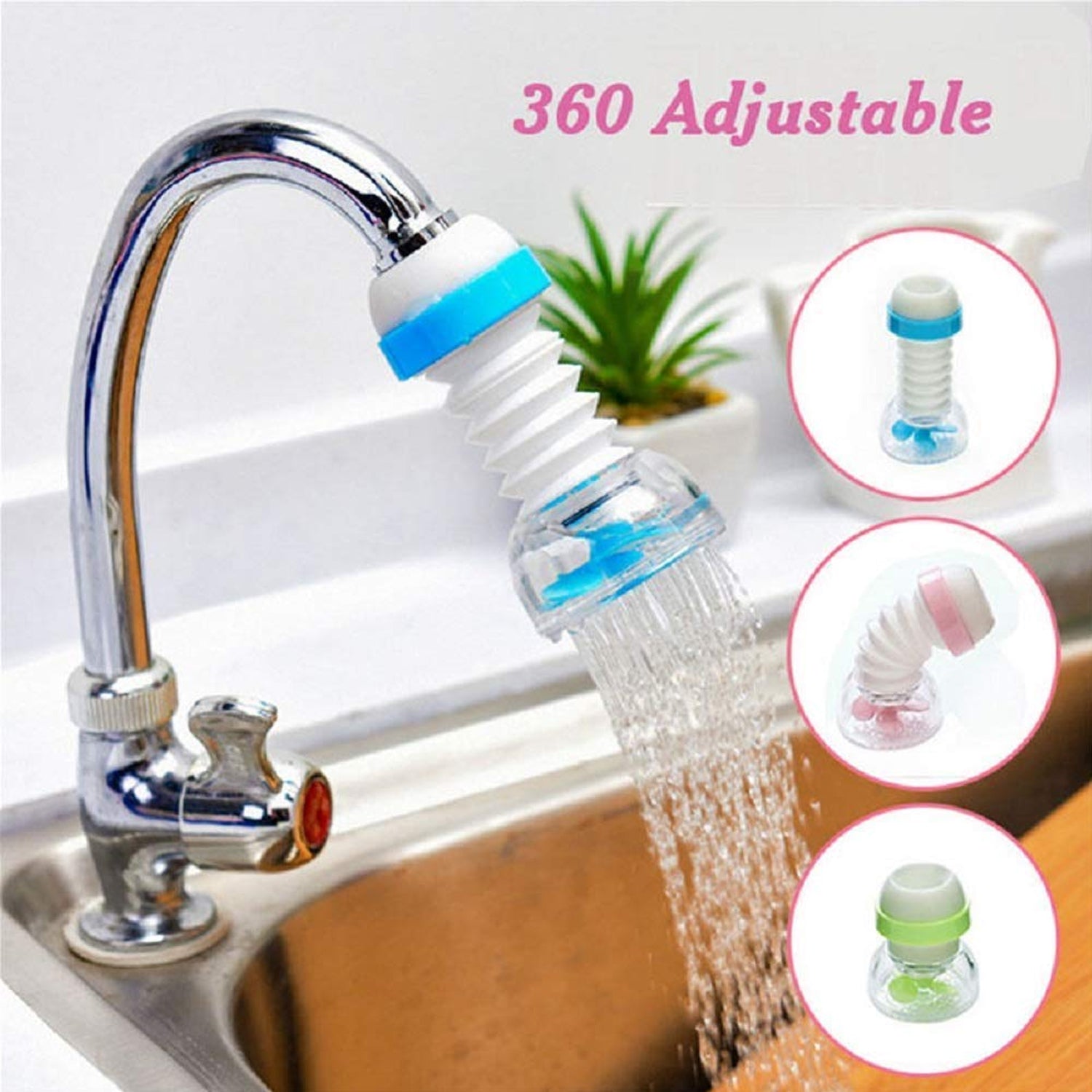 Multipurpose Adjustable Kitchen Sink Tap Water Filter With Rotating Faucet Sprayer (1 Pc) - Zidbik