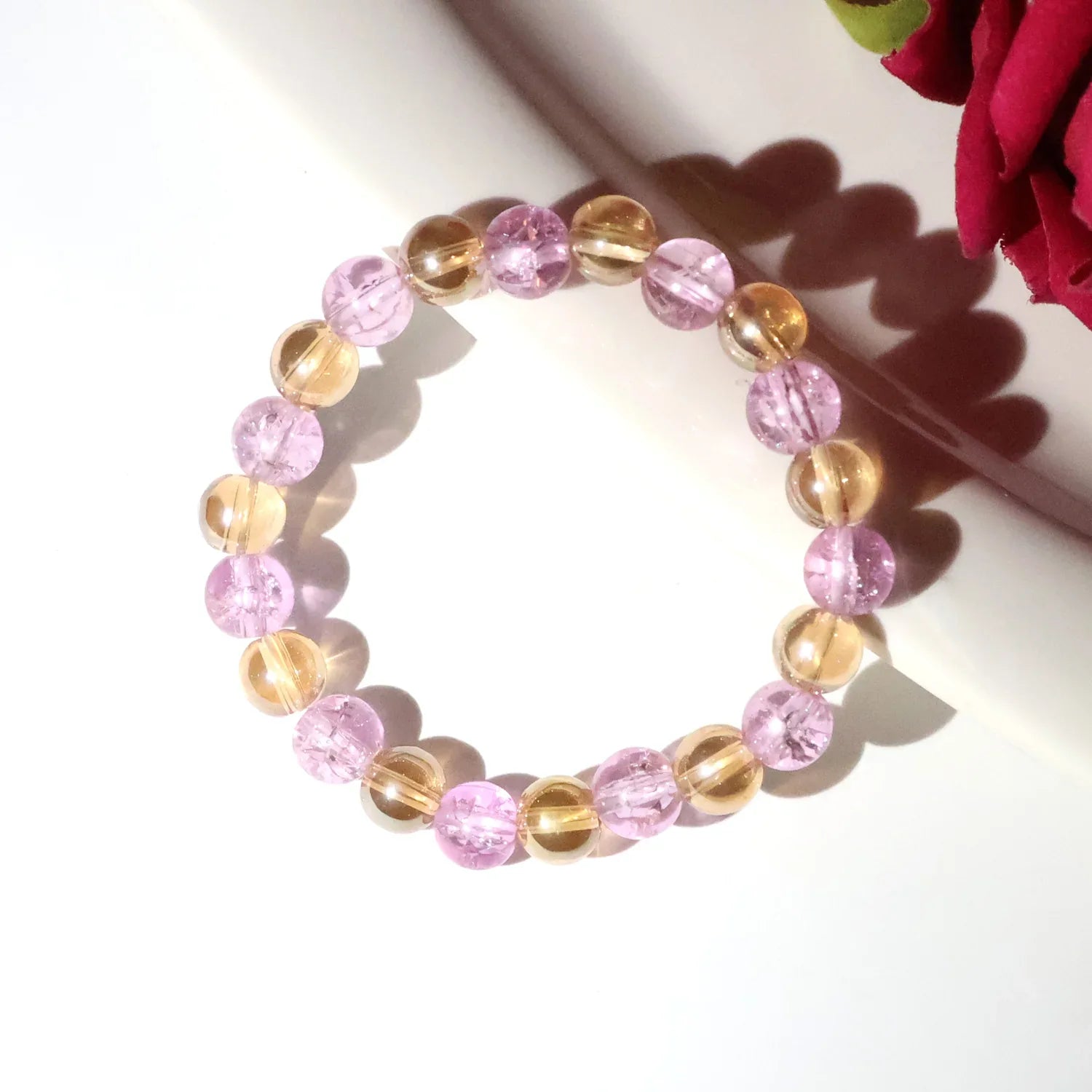 Elegant Dual-tone Crystal Beaded Stretch Bracelet (1 Pc) - Zidbik