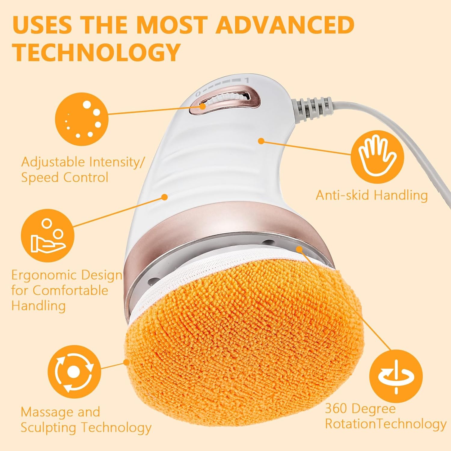 7293 Body Massager Shaping Machine  Body Sculpting Massager With 3 Washable Pads Adjustable Speeds  Electric Handheld Massager For Belly Waist Legs Arms Butt (1 Pc) - Zidbik