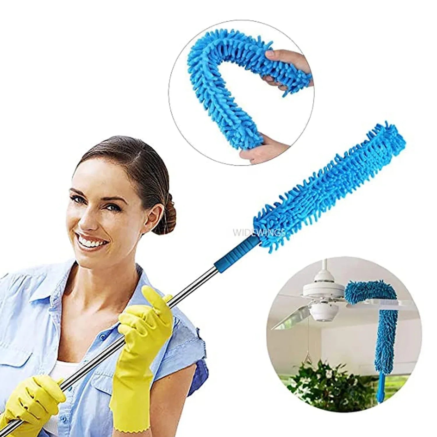 12728 Long Handle Dust Cleaning Brush Adjustable Microfiber Dust Brush Foldable Home Appliances Ceiling Cleaner Latest Home Improvement Products - Zidbik