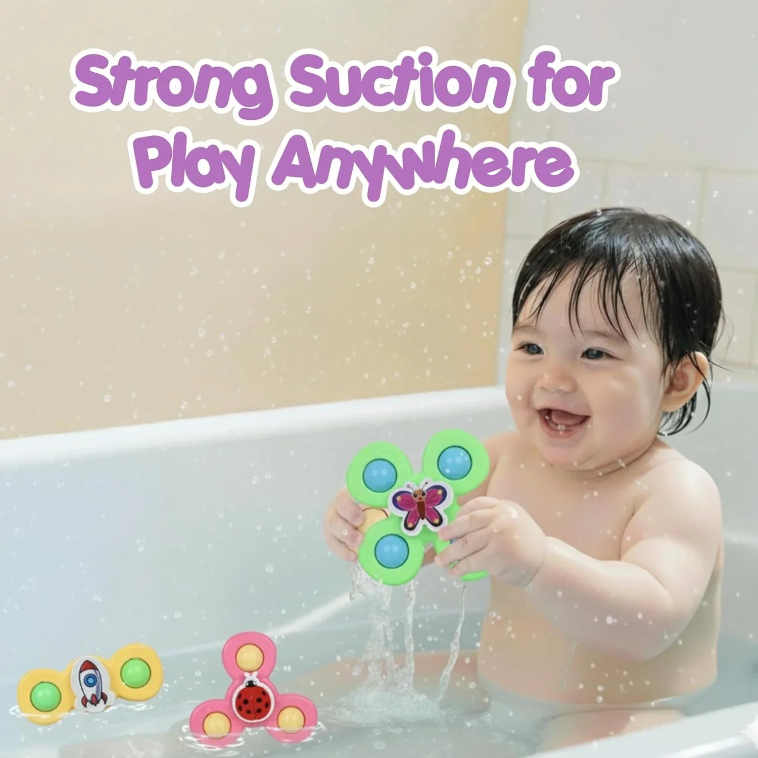 Colour Baby Spinner Toy Set Suction Cup Sensory Spin Toys (3 Pc Set) - Zidbik