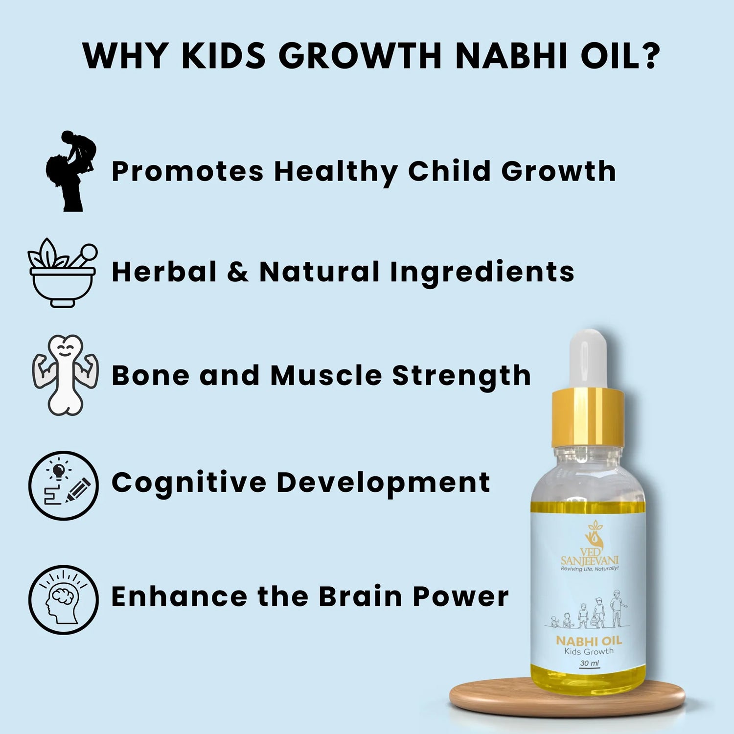 Ved Sanjeevani Nabhi Oil For Kids Growth (30ml  1 Pc) - Zidbik