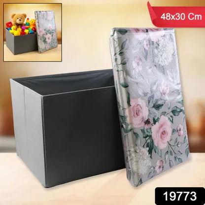 Premium Foldable Storage Box With Floral Lid (1 Pc) - Zidbik
