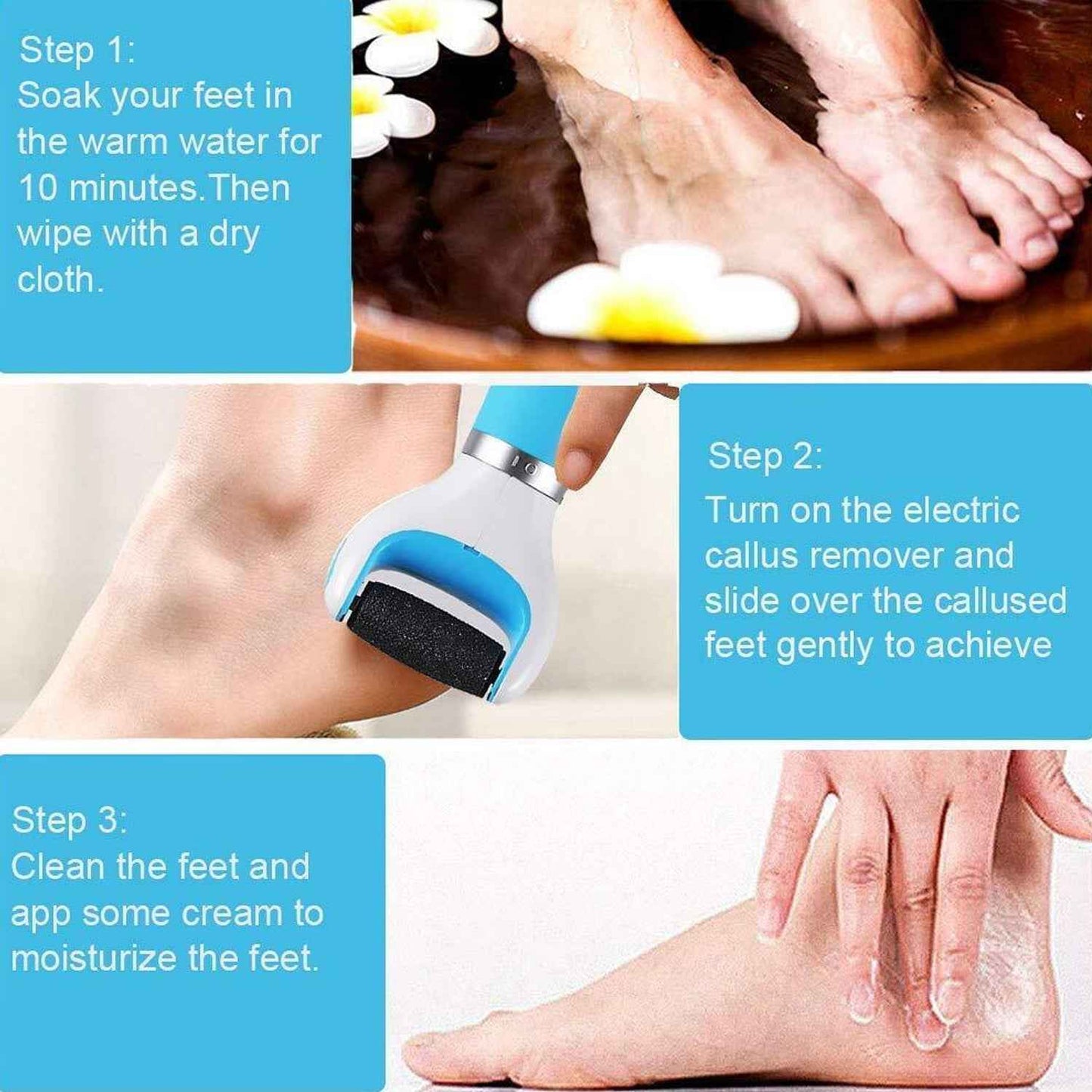 0229 Electronic Dry Foot File Callous Remover For Feet Electric Foot With Roller Hard And Dead Skin- Regular Coarse Baby Smooth Feet In Minutes. For In Home Padicure Foot Care Battery Powered  Usb (Battry Not Included) - Zidbik