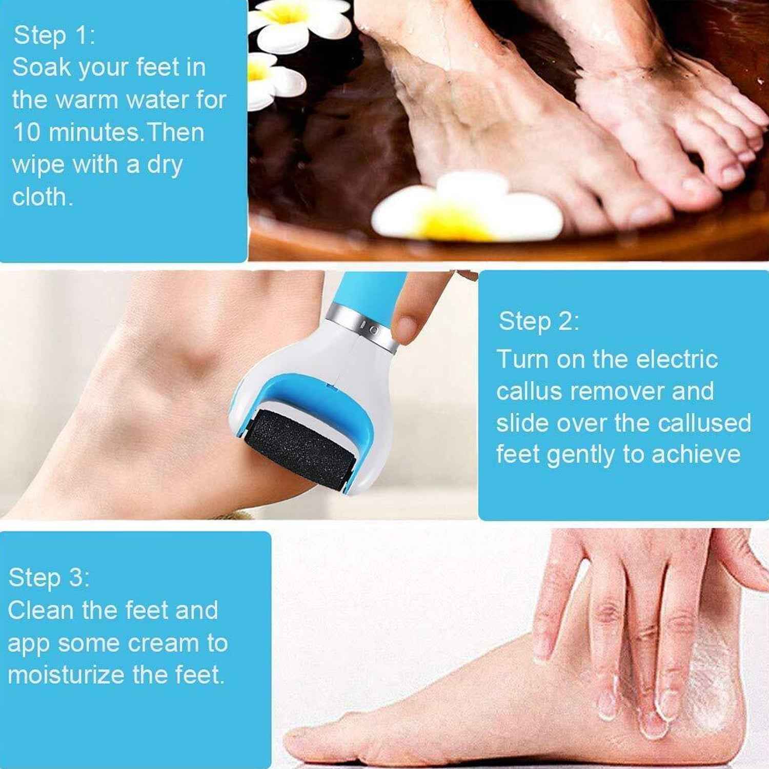 0229 Electronic Dry Foot File Callous Remover For Feet Electric Foot With Roller Hard And Dead Skin- Regular Coarse Baby Smooth Feet In Minutes. For In Home Padicure Foot Care Battery Powered  Usb (Battry Not Included) - Zidbik