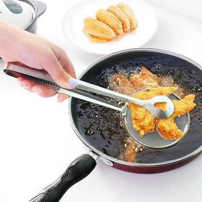 2412 2in1 Stainless Steel Filter Spoon With Clip Food Kitchen Oil-frying Multi-functional - Zidbik