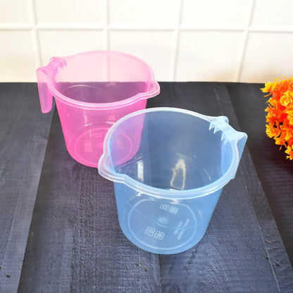 Plastic Round Transparent Bath Water Mug (5 Pc Mix Colour 1200 Ml) - Zidbik