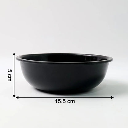 Plastic 6 Inch Black Round Deep Serving Bowl (1 Pc) - Zidbik