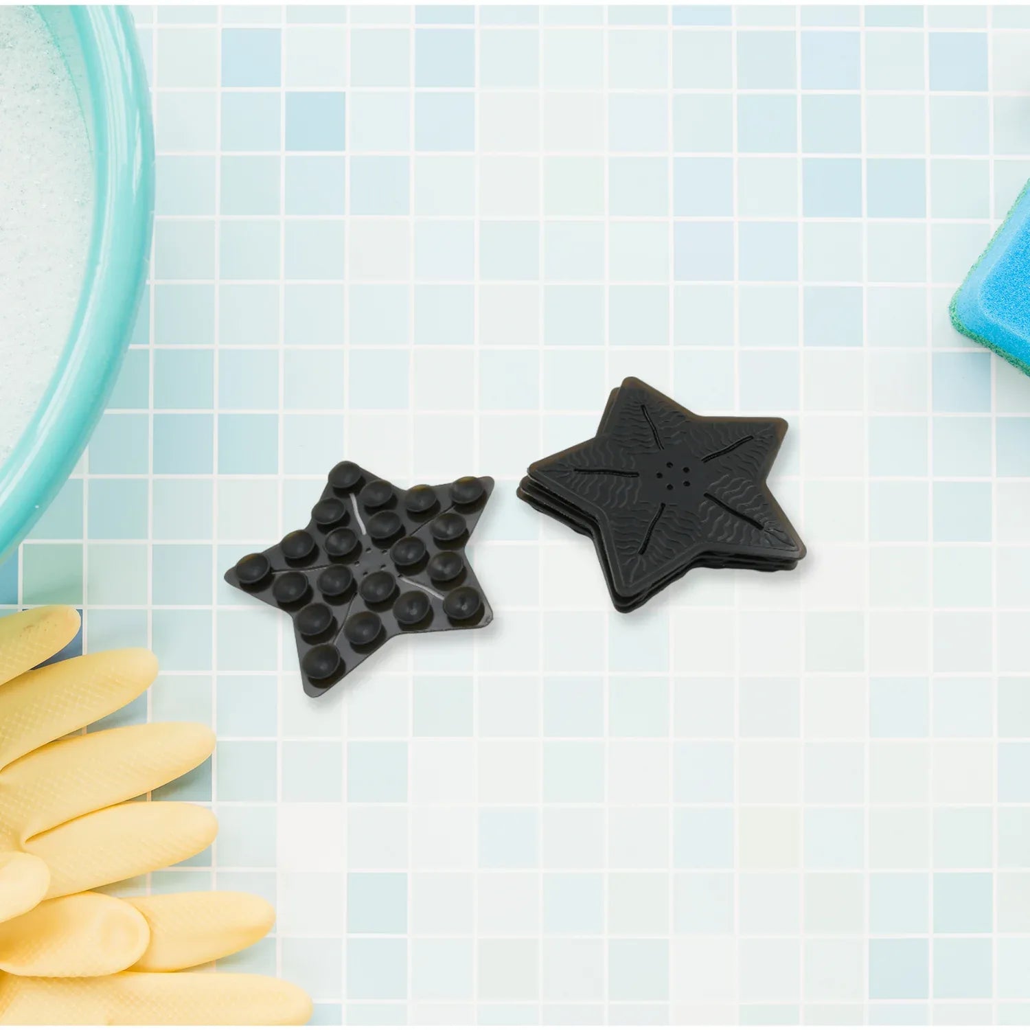 Mini Pvc Anti-slip Bat Mat Non Slip Baby Bath Mats Mini Child Safety Anti Slip Shower Mats Star Leaf Shaped For Kids (4 Pc Set) - Zidbik