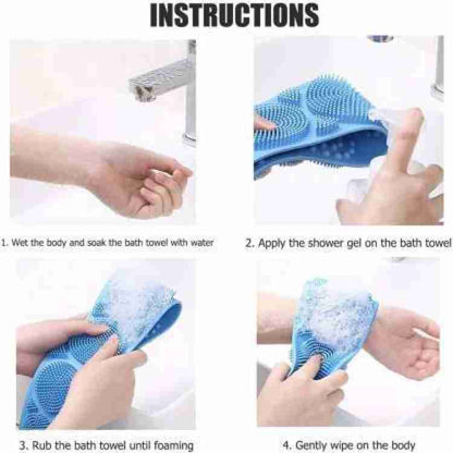 7275 Silicone Body Back Scrubber Double Side Bathing Brush For Skin Deep Cleaning - Zidbik