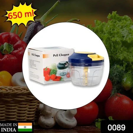 0089 Chopper With 4 Blades For Effortlessly Chopping Vegetables And Fruits For Your Kitchen (650ml) - Zidbik