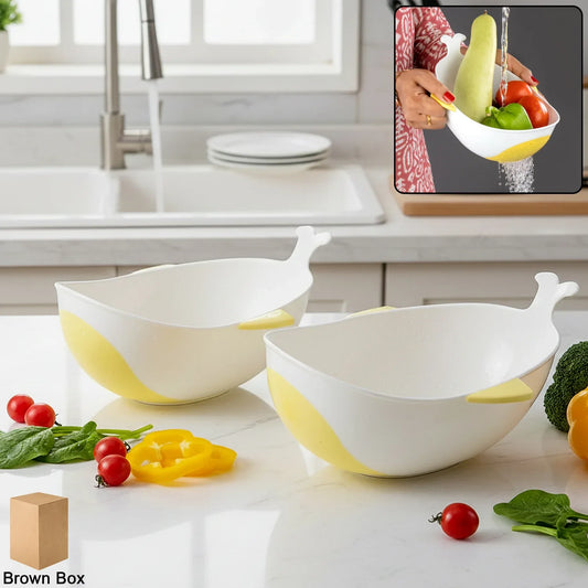 Plastic Rice Pulses Fruits Vegetable Noodles Pasta Washing Bowl And Strainer (2 Pc) - Zidbik