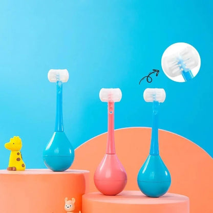 7327 Toddler Toothbrush - Soft Bristle Toothbrush - 3-sided Training Toothbrush With Silicone Head Inverted Cleaning Toothbrush For Aged 2-12 Childrens Cleaning (1 Pc) - Zidbik
