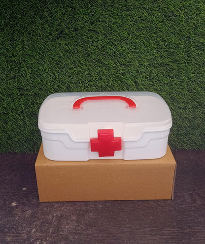 12734 Medical Box 1 Piece Indoor Outdoor Medical Utility Medicine Storage Box Detachable Tray Medical Box Multi Purpose Regular Medicine First Aid Box With Handle  Transparent Lid - Zidbik